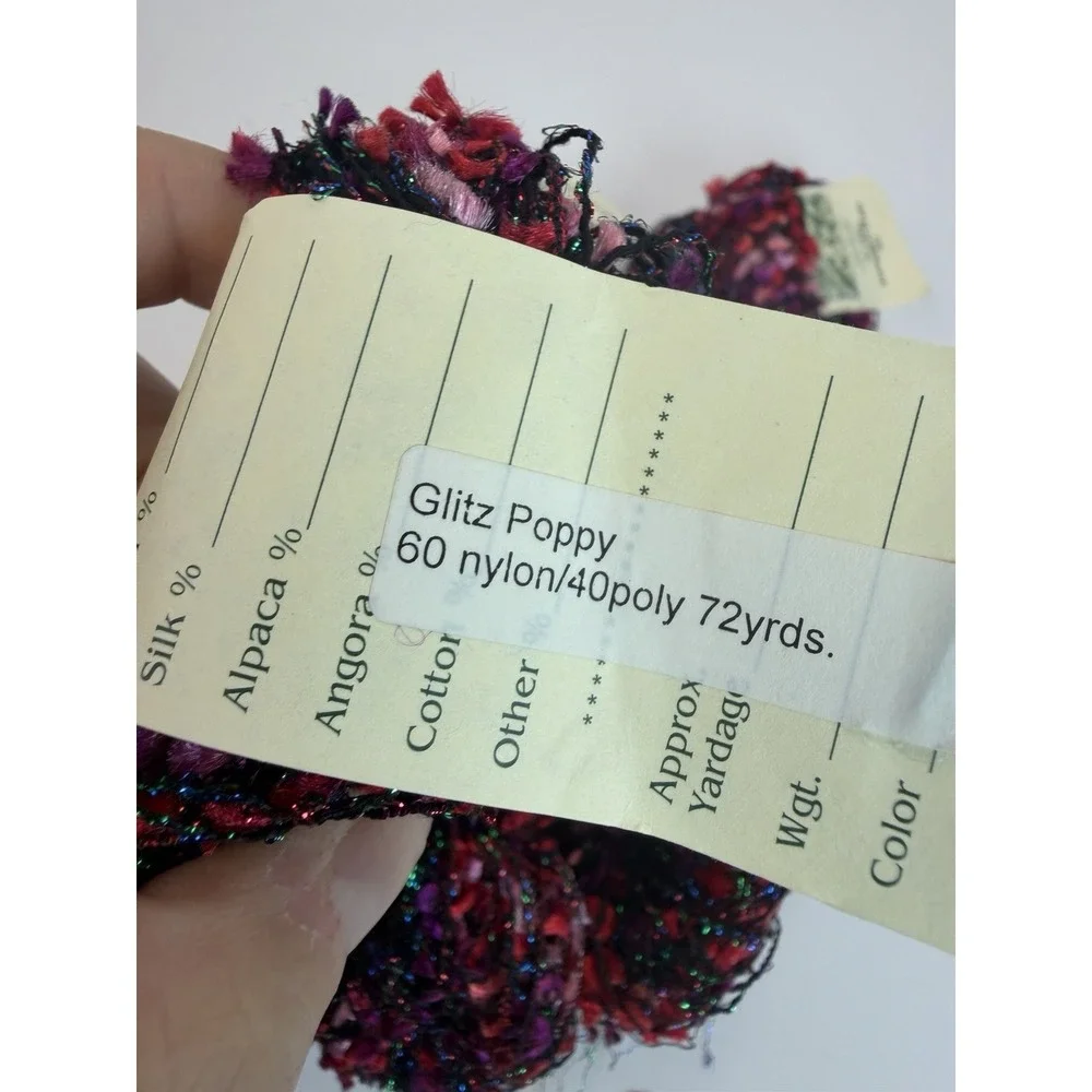 Great Adirondack Yarn Lot 3 Glitz Poppy Nylon Poly Hand Dyed Pink Red Purple
